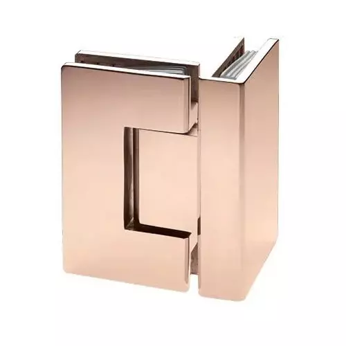 OZONE Glass to Glass Hinge 90° Premium-Grade Metal Rose-Gold G-PVD Finish, OSSH-44-ED STD ROSE-GOLD G-PVD