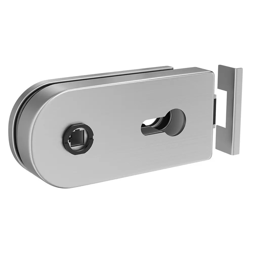 AIDO XL-C OSCILIO Curved Lock with Strike Ptate Aluminium Silver Finish for 8-10 mm Glass Thickness, XL-C 5422