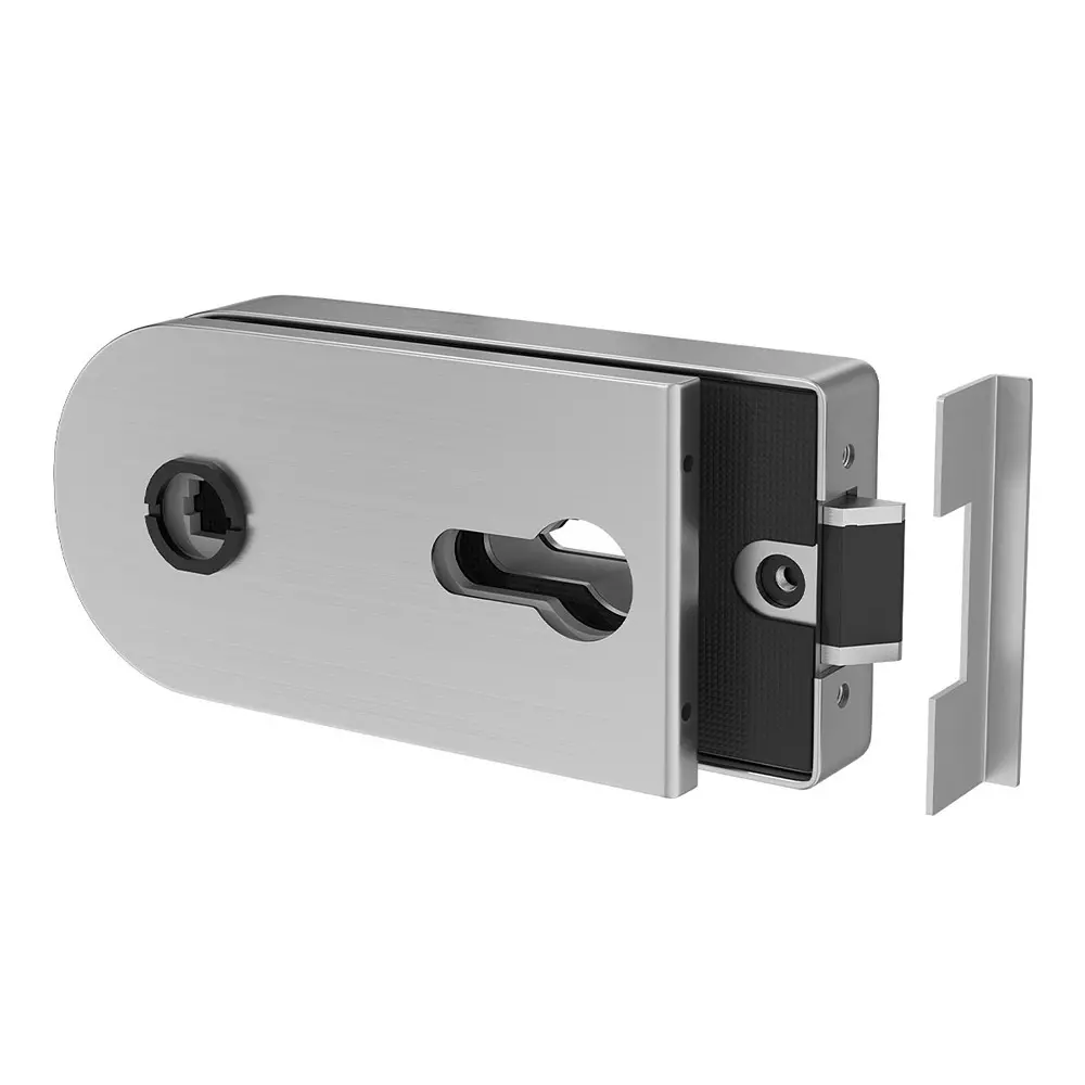 AIDO XL-C OSCILIO Curved Lock with Strike Ptate Aluminium Silver Finish for 8-10 mm Glass Thickness, XL-C 5422
