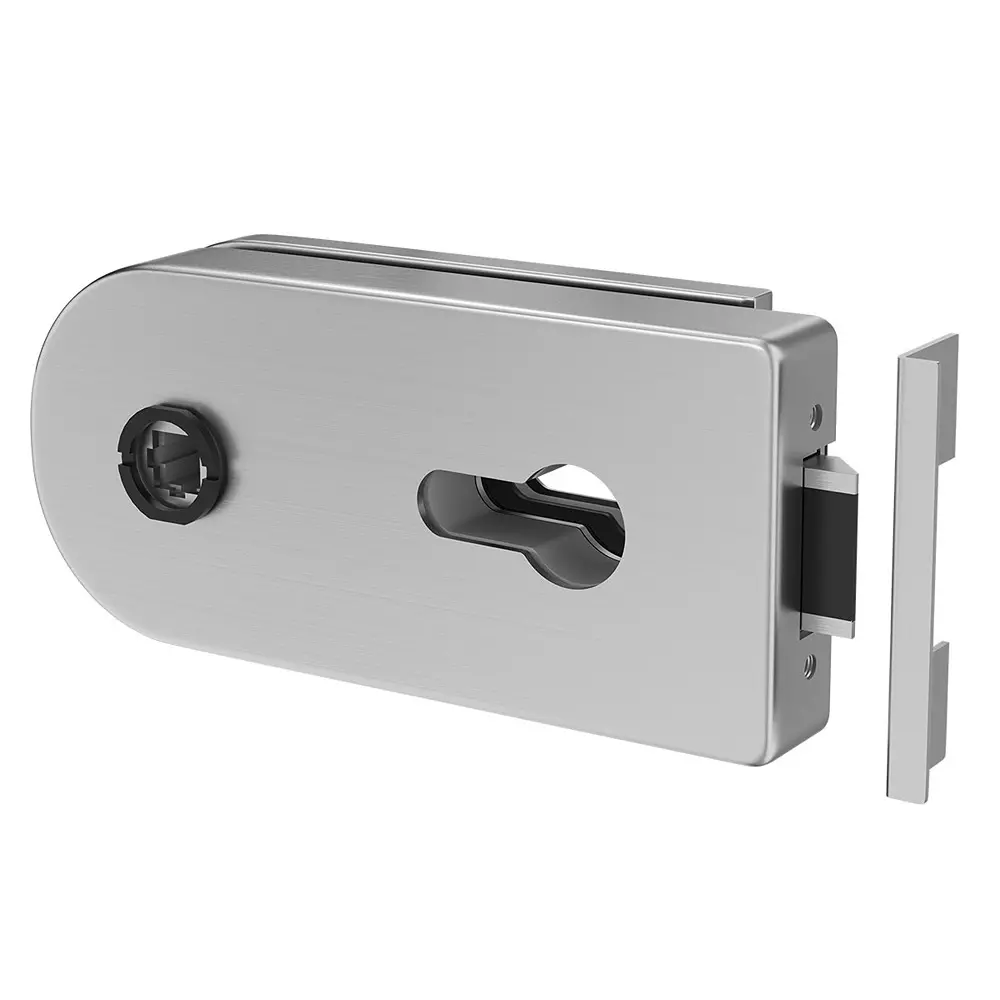 AIDO XL-C OSCILIO Curved Lock with Strike Ptate Aluminium Silver Finish for 8-10 mm Glass Thickness, XL-C 5422
