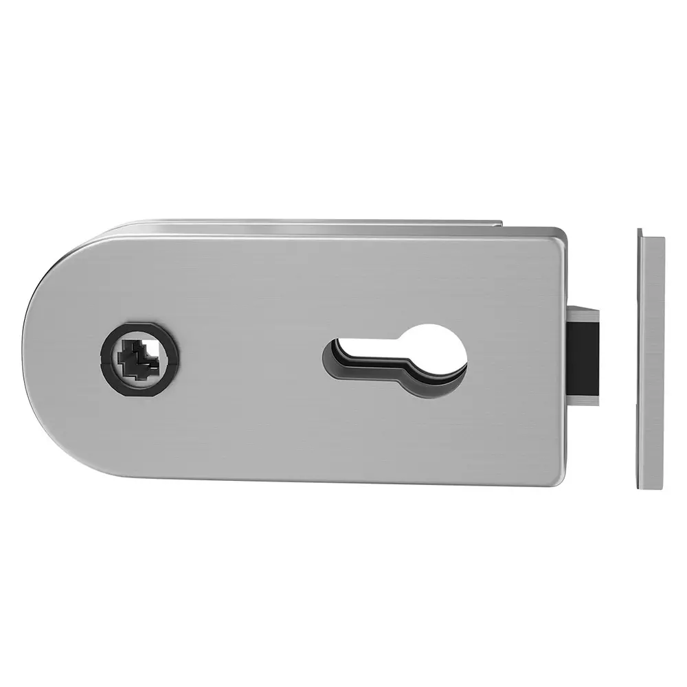 AIDO XL-C OSCILIO Curved Lock with Strike Ptate Aluminium Silver Finish for 8-10 mm Glass Thickness, XL-C 5422