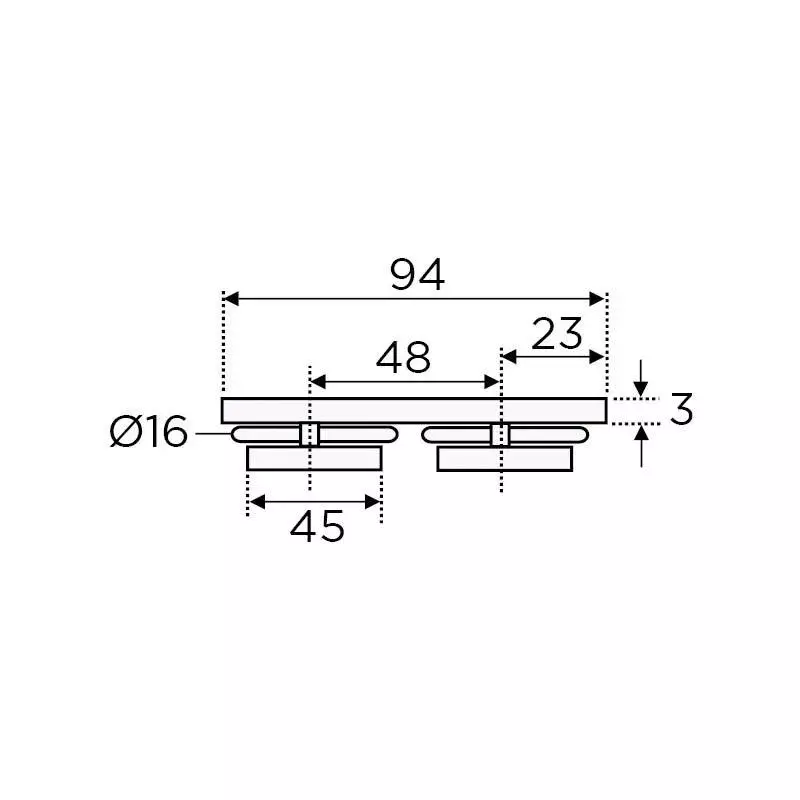 OZONE Glass to Glass Connector 180° High-Quality Metal Black Matt Finish, OGC-5 STD BM