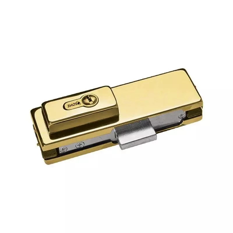 OZONE Corner Patch Lock with Strike Plate Aluminium Alloy SS 304 Gold M-PVD Finish, OPL-1 STD GOLD M-PVD