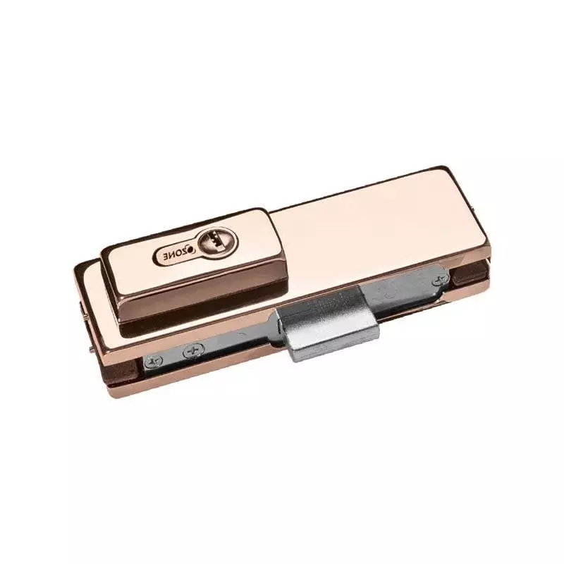 OZONE Corner Patch Lock with Strike Plate Aluminium Alloy SS 304 Gold M-PVD Finish, OPL-1 STD ROSE-GOLD M-PVD
