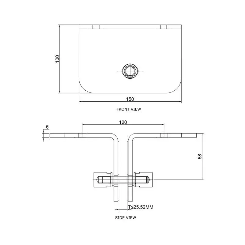 OZONE Fin Plate Stainless Steel Two-Point Fin Holding 150 mm Length Satin Stainless Steel Finish, OSP-FP-150MM SSS