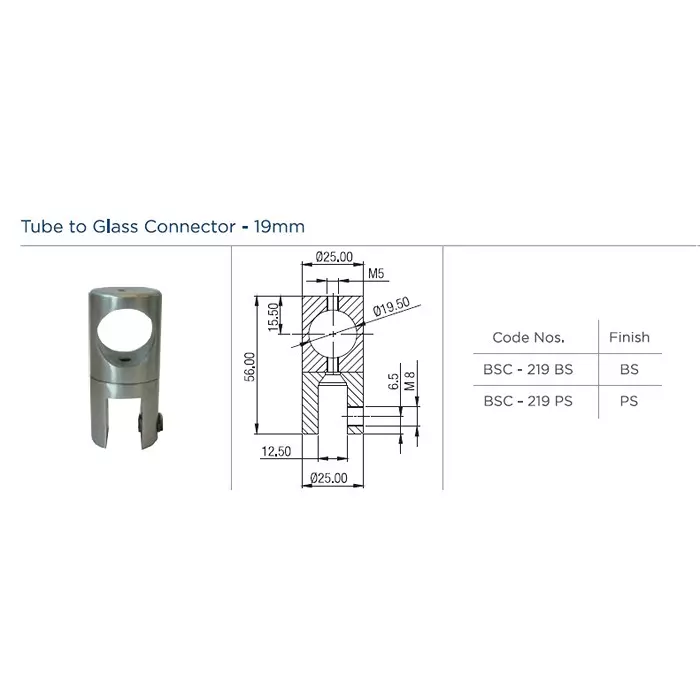 ebco-ss-304-tube-to-glass-connector-brushed-steel-finish-and-size-19-mm-for-shower-fittings-bsc-219-bs