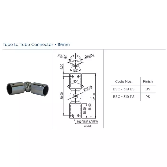 ebco-ss-304-tube-to-tube-connector-brushed-steel-finish-and-size-19-mm-for-shower-fittings-bsc-319-bs