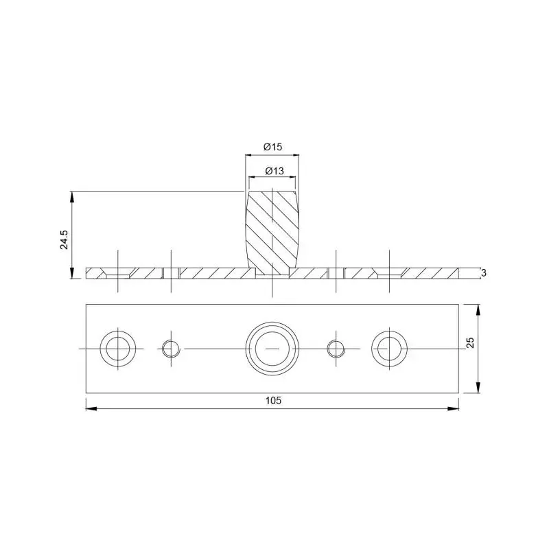 OZONE Top Pivot for Patch Stainless Steel Black Matt Finish, OFS-ACC-GDP-E BM