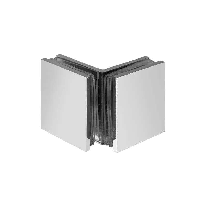 OZONE Glass to Glass Connector 90° Satin Stainless Steel Finish, OGC-333-ED STD SSS