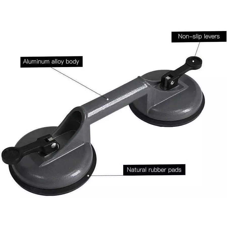 Flamingo Glass Carrying Handle/Lifter Puller 2 Cups 32 cm Aluminium, Rubber Black (Pack of 2 Pcs)
