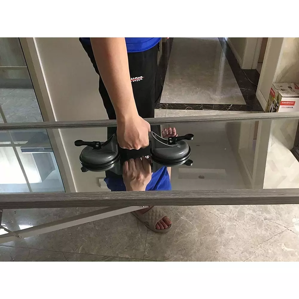 Flamingo Glass Carrying Handle/Lifter Puller 2 Cups 32 cm Aluminium, Rubber Black (Pack of 2 Pcs)
