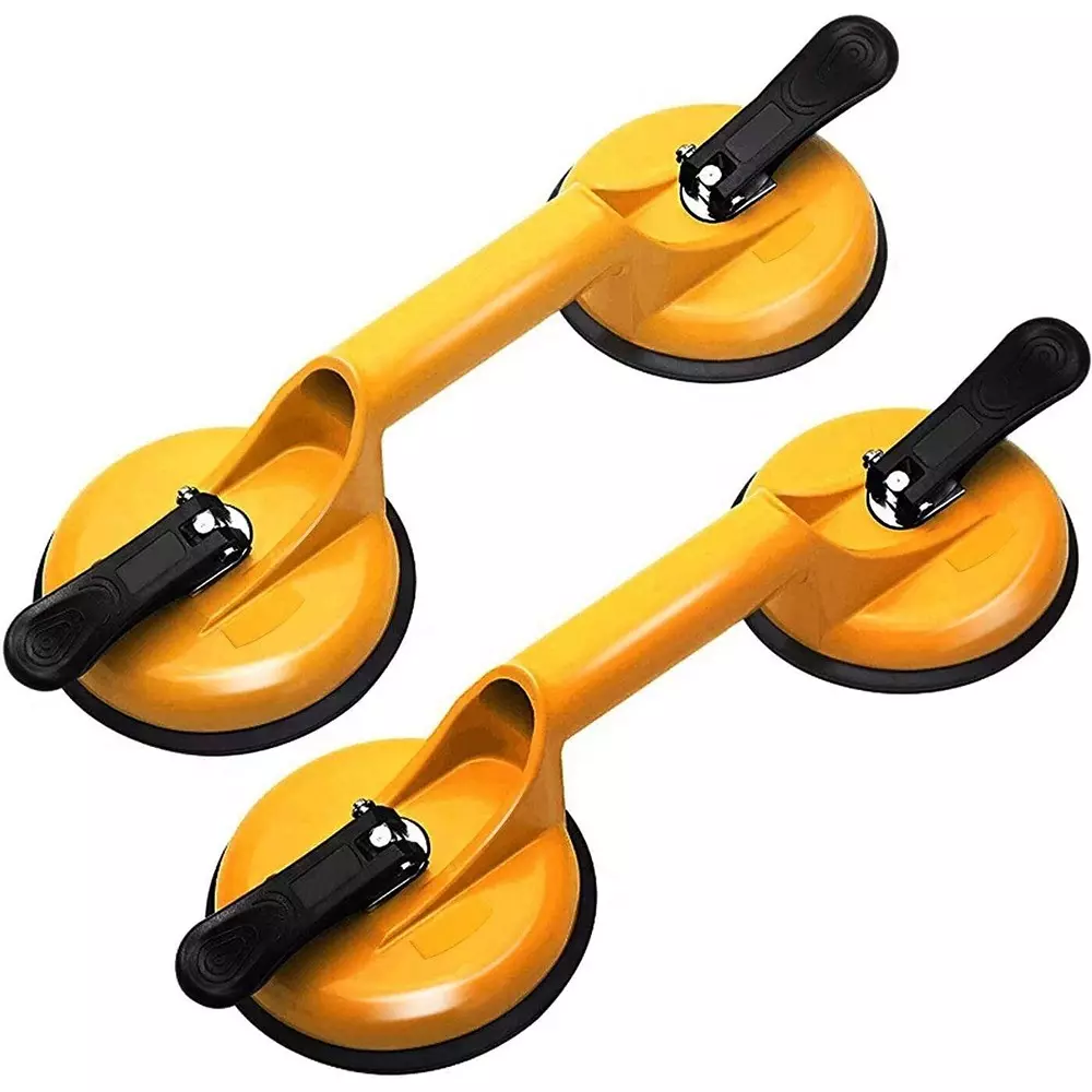 Flamingo Glass Carrying Handle/Lifter Puller 2 Cups 30 cm Aluminium, Rubber Yellow (Pack of 2 Pcs)