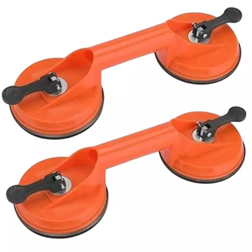 Flamingo Glass Carrying Handle/Lifter Puller 2 Cups 10 cm Plastic Yellow (Pack of 2 Pcs)