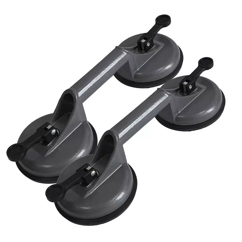 GENERIC Heavy Duty Glass Suction Cups Aluminum Vacuum Plate Handle Lifter for Glass, Tiles, Floor Gaps Black (Pack of 2)