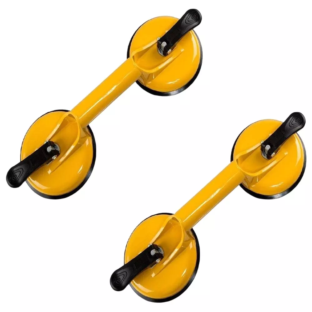 HBD SALES Suction Cup Dent Remover Double Handle Locking Rubber Base Aluminium Yellow (Pack of 2)