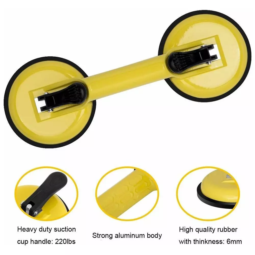 HBD SALES Suction Cup Dent Remover Double Handle Locking Rubber Base Aluminium Yellow (Pack of 2)