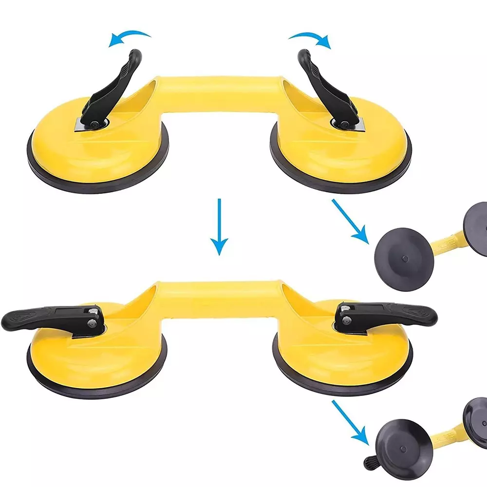 HBD SALES Suction Cup Dent Remover Double Handle Locking Rubber Base Aluminium Yellow (Pack of 2)