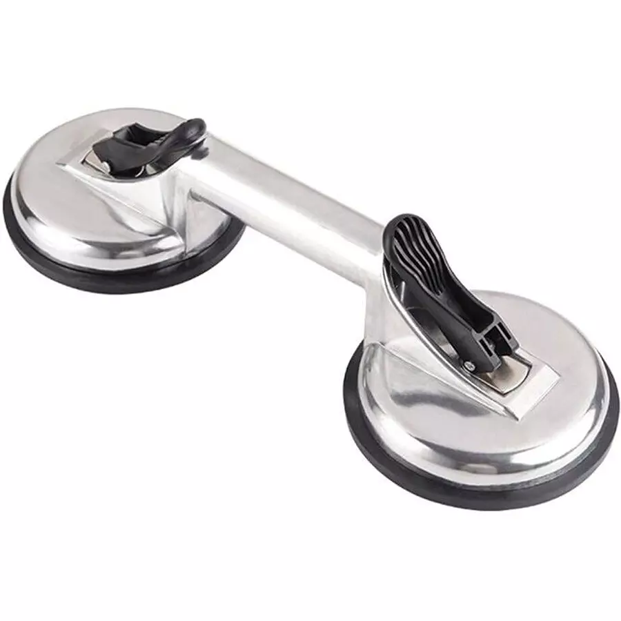 Flamingo Glass Carrying Handle/Lifter Puller 2 Cups 32 cm Aluminium, Rubber Silver, Black