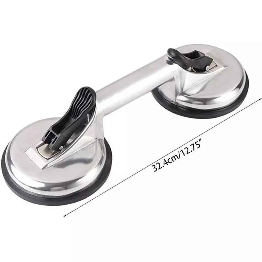 Flamingo Glass Carrying Handle/Lifter Puller 2 Cups 32 cm Aluminium, Rubber Silver, Black