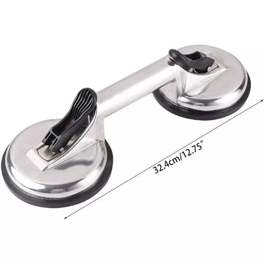 Flamingo Glass Carrying Handle/Lifter Puller 2 Cups 32 cm Aluminium, Rubber Silver (Pack of 2 Pcs)
