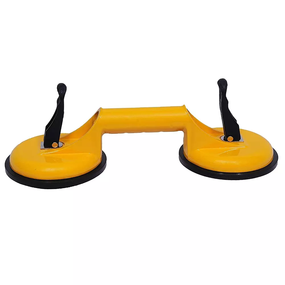 Generic Two Head Suction Cup 10 cm (3.93 inch) Double Handle Locking Aluminium Yellow, Orange