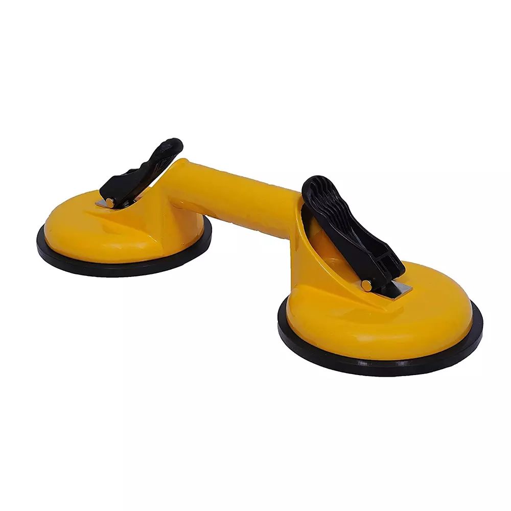 Generic Two Head Suction Cup 10 cm (3.93 inch) Double Handle Locking Aluminium Yellow, Orange