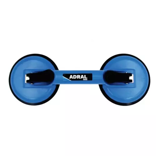 ADRAL Glass Lifter with 2 Cup 100 Kg Lifting Capacity Nylon Handle Natural Rubber Pad Blue 120 mm Solid Aluminium for Industrial Use, GSL2