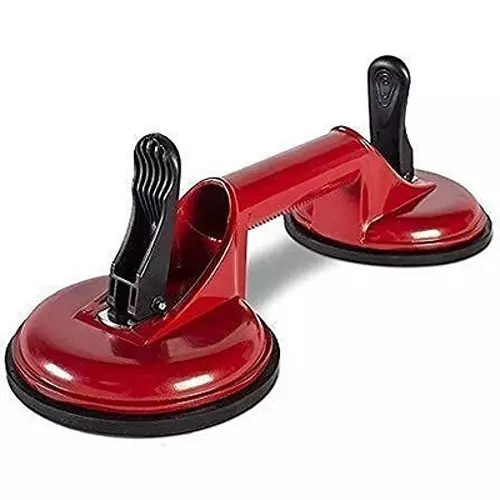 Flamingo Glass Carrying Handle/Lifter Puller 2 Cups 25 cm Aluminium, Rubber Black, Red