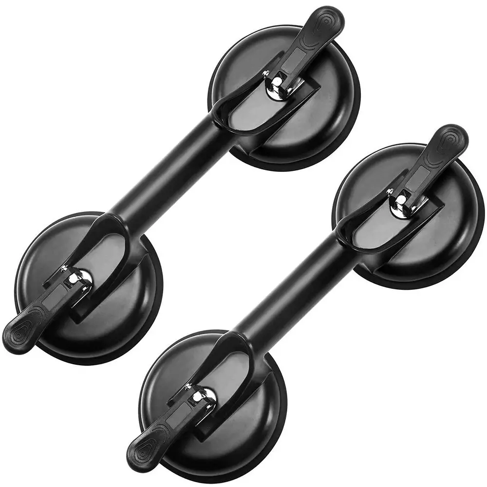 Flamingo Glass Carrying Handle/Lifter Puller 2 Cups 10 cm Aluminium, Rubber Black (Pack of 2 Pcs)