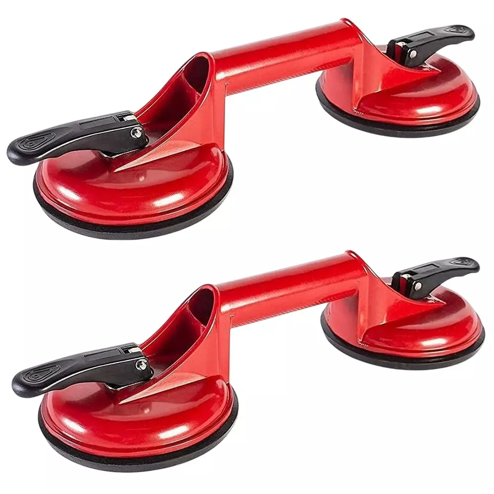 HBD SALES Power Full Suction Cup Double Claw Aluminium 20 cm Red & Black 100 Kg Capacity (Pack of 2)