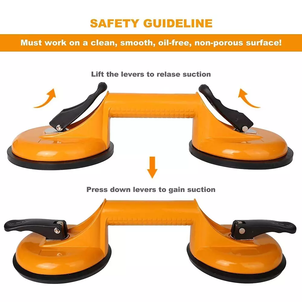 HBD SALES Premium Suction Cup Double Claw Aluminium 23 cm Yellow & Black 100 Kg Capacity