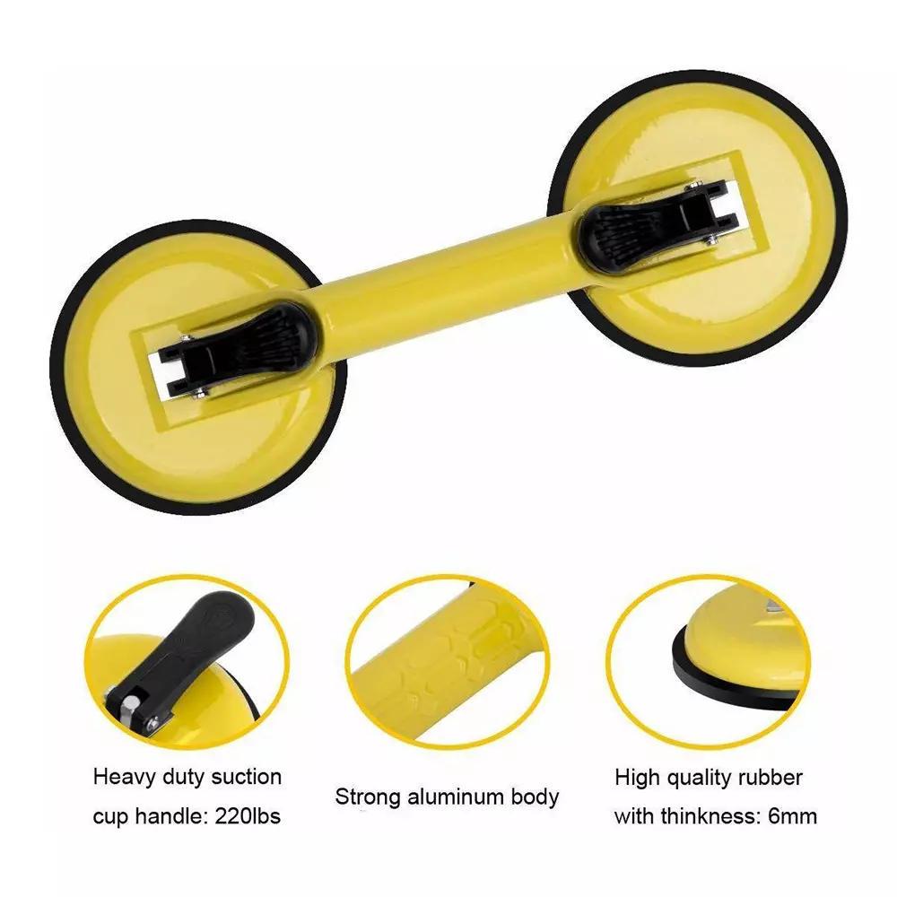 HBD SALES Suction Cup Double Claw Aluminium 24 cm Yellow & Black 100 Kg Capacity