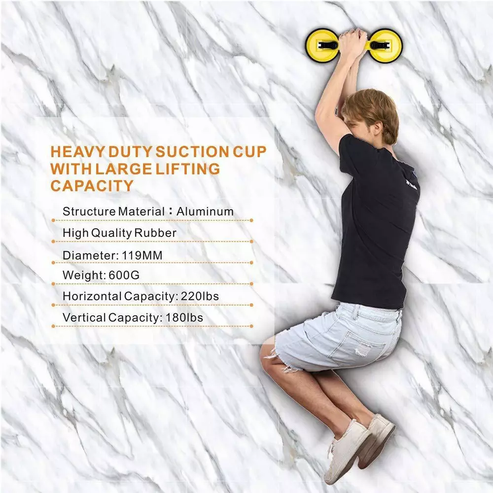 HBD SALES Suction Cup Double Claw Aluminium 24 cm Yellow & Black 100 Kg Capacity