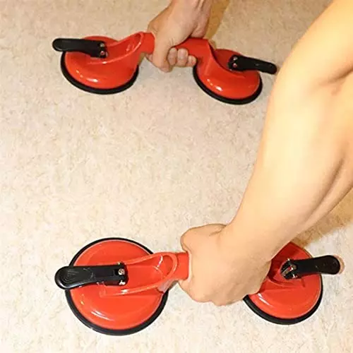 ATOZSHOP11 Double Suction Cup Glass Lifter Aluminum Alloy & Natural Rubber Silver with 90 Kg Weight Capacity (Pack of 2 Pcs)