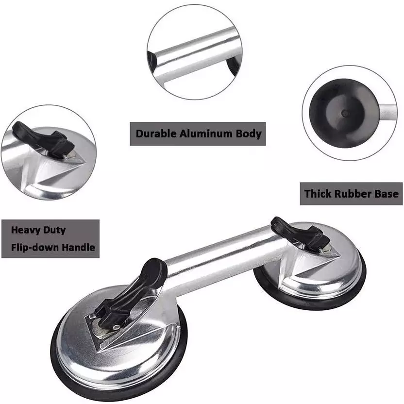 Heptik Double Jaw Suction Cup Aluminum 30 cm for Tiles, Glass and Stone Lifting and Moving