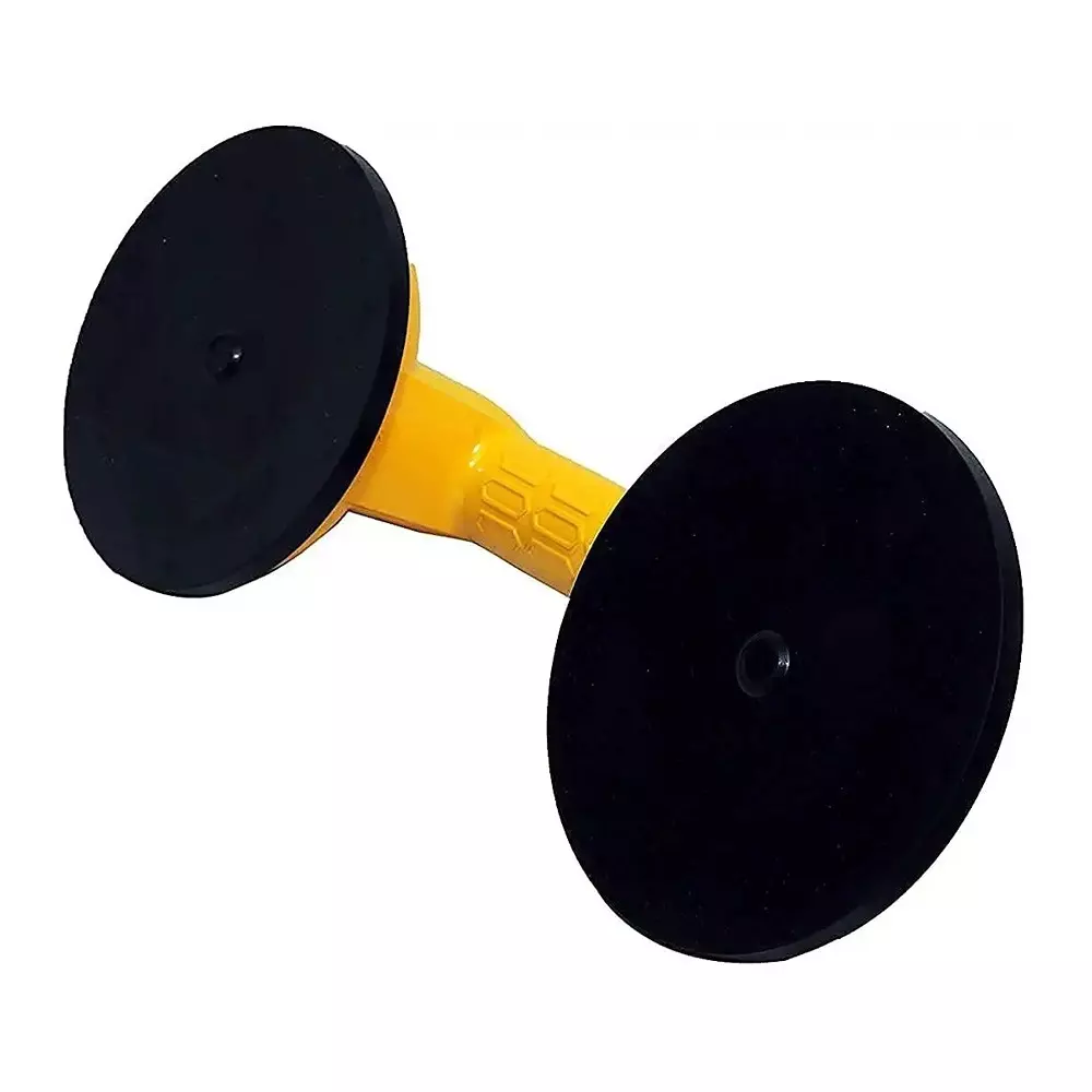 Godavari Double Claw Glass Suction Cups Lever Tool 20 cm Aluminium 100 Kg Lifting Capacity Yellow (Pack of 2)