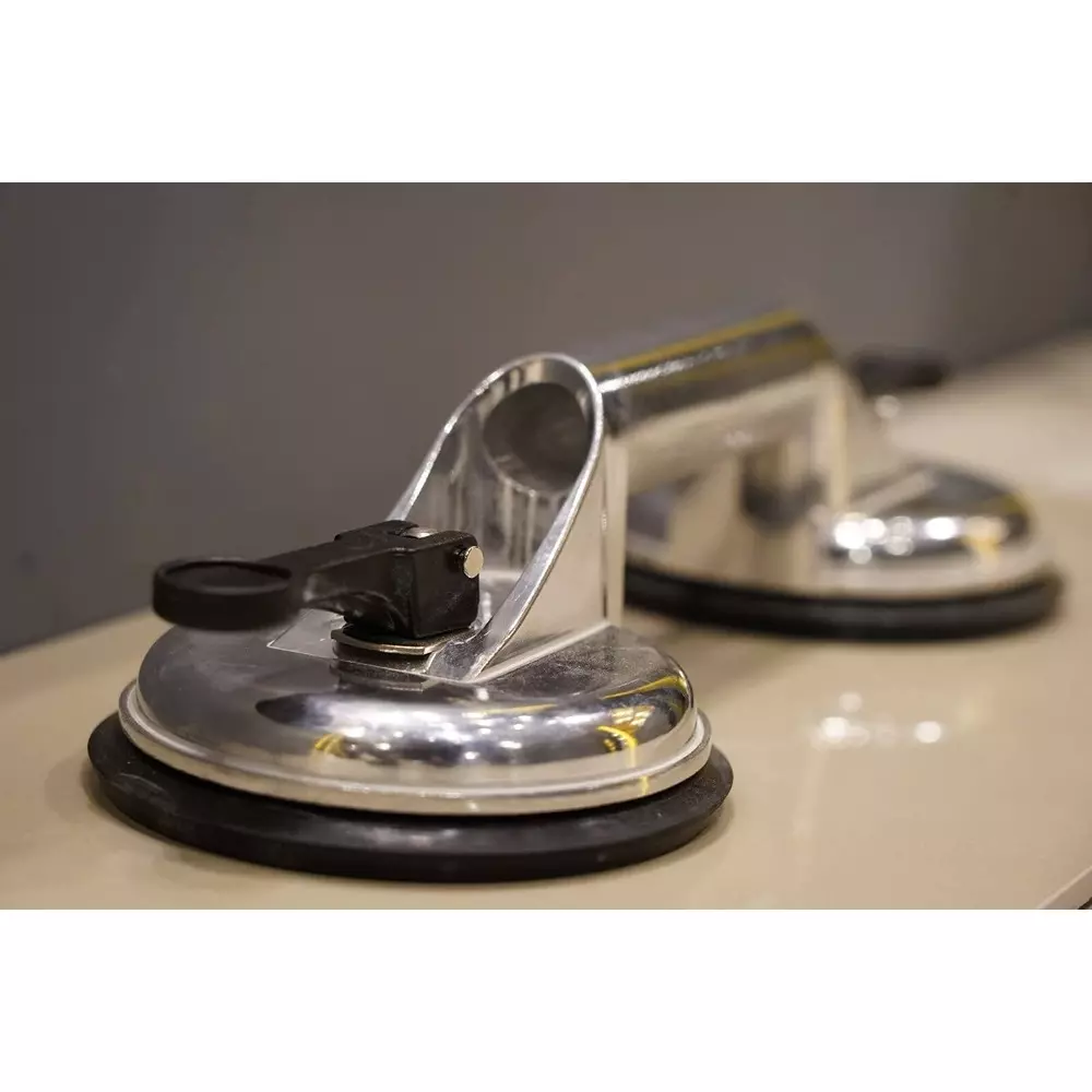 Flamingo Glass Carrying Handle/Lifter Puller 2 Cups 32 cm Aluminium, Rubber Silver