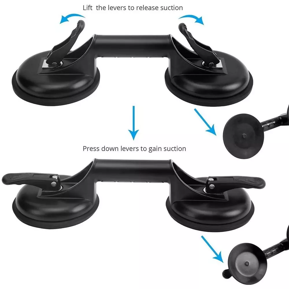 Flamingo Glass Carrying Handle/Lifter Puller 2 Cups 30 cm Aluminium, Rubber Black (Pack of 2 Pcs)