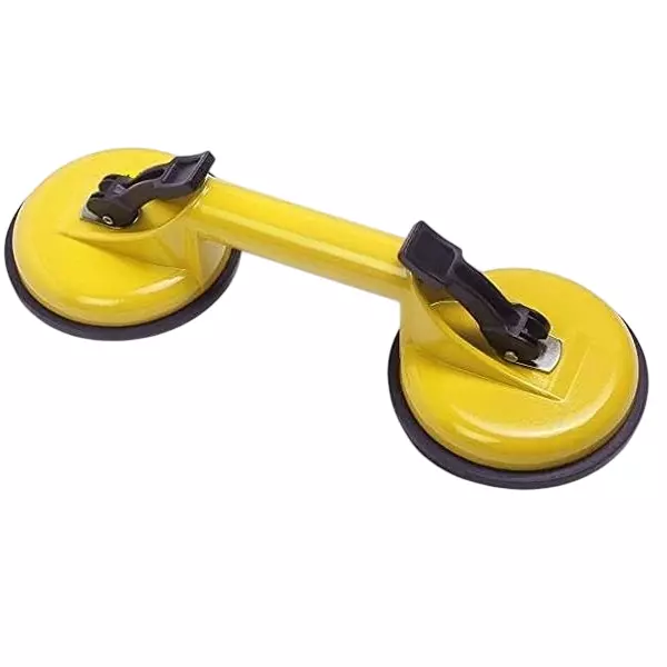 Flamingo Glass Carrying Handle/Lifter Puller 2 Cups 23 cm Aluminium, Rubber Yellow