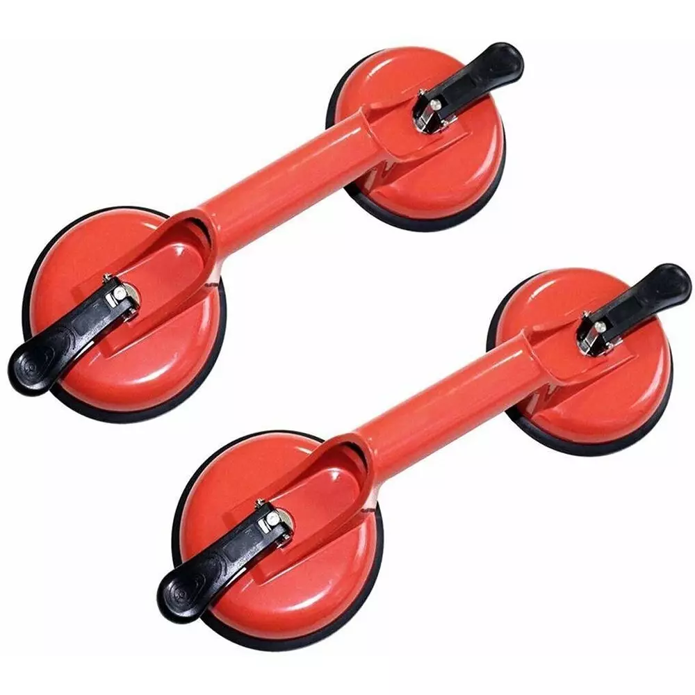 Flamingo Glass Carrying Handle/Lifter Puller 2 Cups 20 cm Aluminium, Rubber Black, Red (Pack of 2 Pcs)
