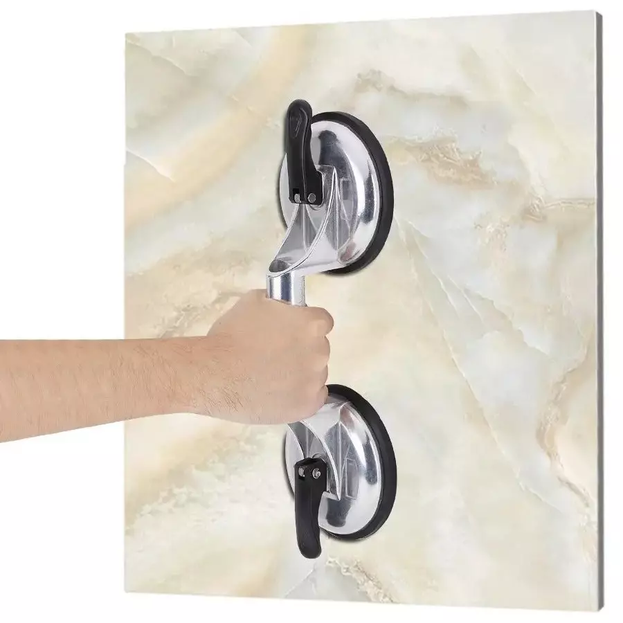 Godavari Two Cup Suction Glass Lifter 32 cm Aluminium 100 kg Lifting Capacity Silver, Black