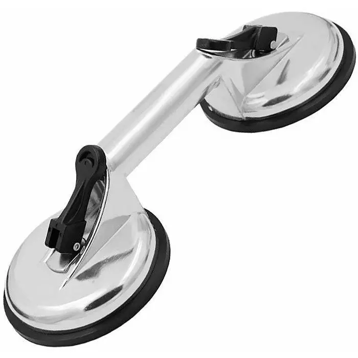 Flamingo Glass Carrying Handle/Lifter Puller 2 Cups 17 cm Aluminium, Rubber Silver
