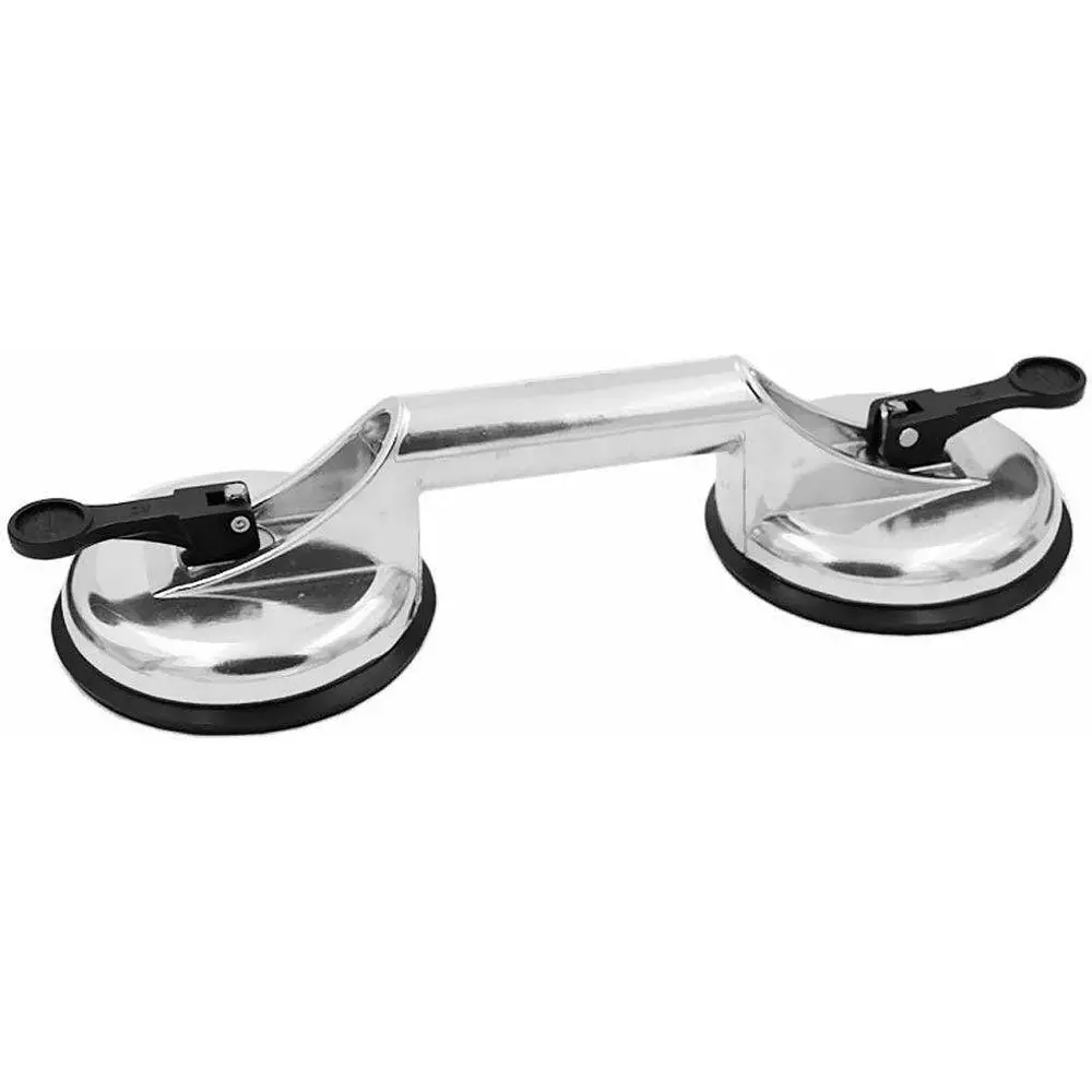 Flamingo Glass Carrying Handle/Lifter Puller 2 Cups 17 cm Aluminium, Rubber Silver