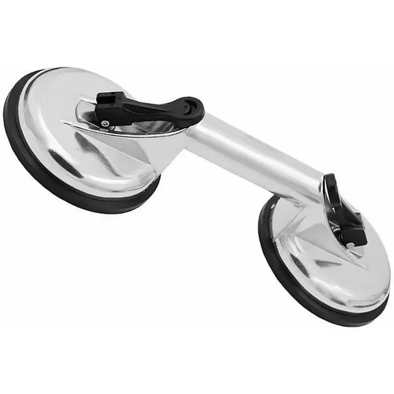 Flamingo Glass Carrying Handle/Lifter Puller 2 Cups 17 cm Aluminium, Rubber Silver