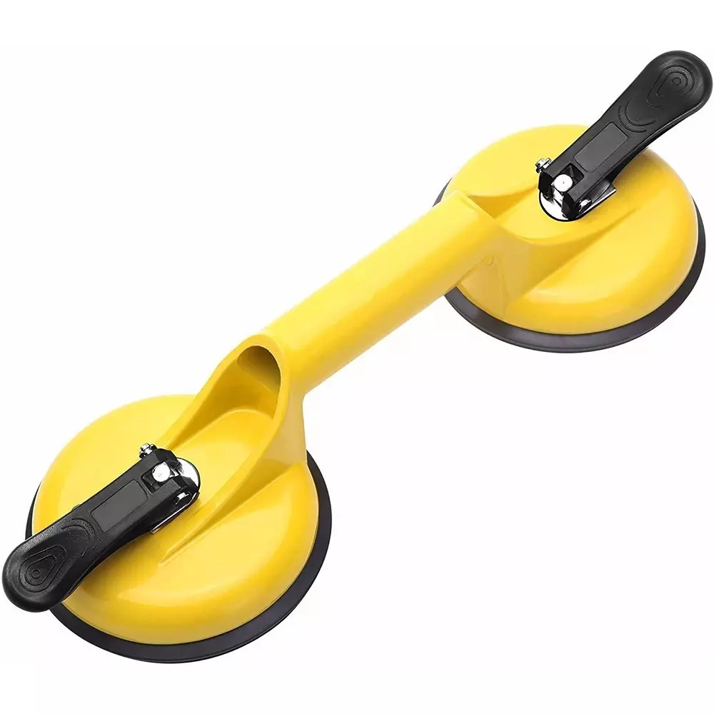 Flamingo Glass Carrying Handle/Lifter Puller 2 Cups 24 cm Aluminium, Rubber Yellow