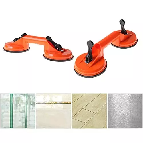 ATOZSHOP11 Double Suction Cup Glass Lifter Aluminum Alloy & Rubber Red (Pack of 2 Pcs)