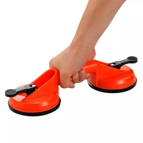 DY TOOLS Two Cups Vacuum Glass Suction Lifter Heavy Duty Plastic Orange & Black Color