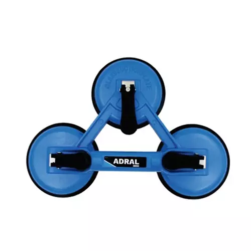 ADRAL Glass Lifter with 3 Cup 140 Kg Lifting Capacity Nylon Handle Natural Rubber Pad Blue 120 mm Solid Aluminium for Industrial Use, GSL3