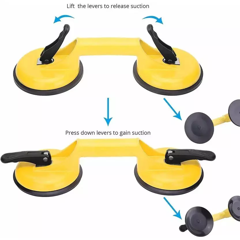 ATOZTOOLS Suction Cup Dent Remover Yellow Color Aluminium Alloy Body for Dent Pulling, Glass Lifting (Pack of 2)