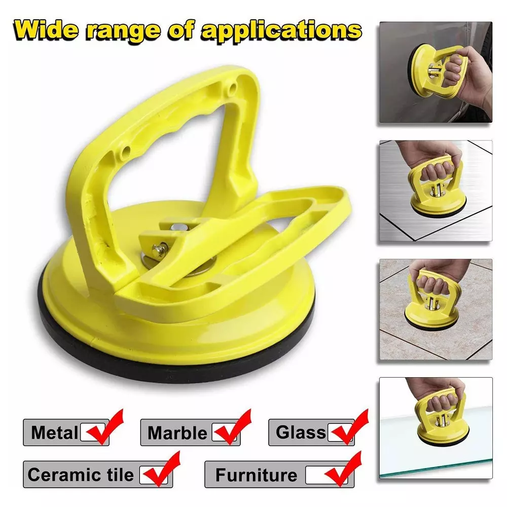 FLAMINGO ENTERPRISE Single Section Cut Glass Lifter Aluminium & Rubber Yellow Hand Grip Present, FM-384